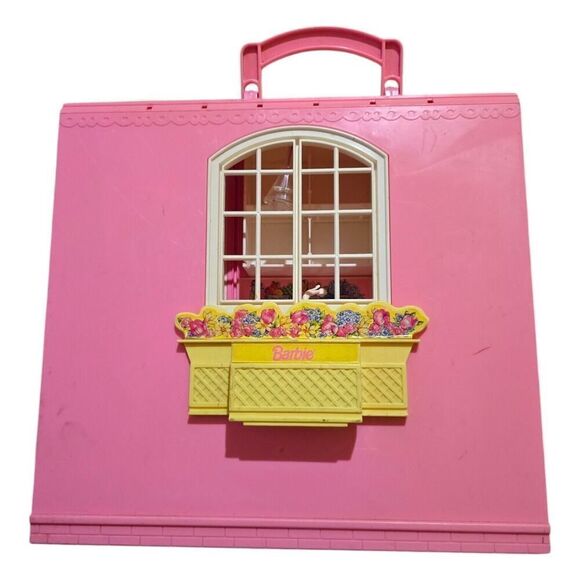 Vintage Barbie Happy Family Doll House Mattel 1998 Kitchen Pink Fold Up - Picture 4 of 11
